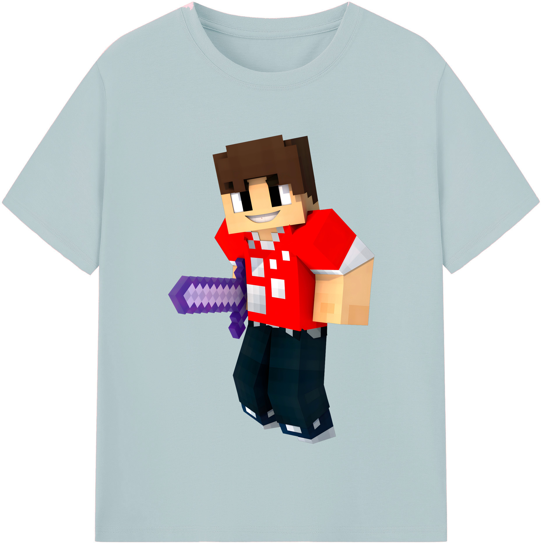 （画像用） マインクラフト ブロックの世界 Minecraft MC Block world 綿100％半袖Tシャツ（フロントプリント）